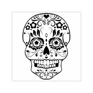 Feliz Muertos Festive Sugar Skull Self-Ink Briefma Permastempel