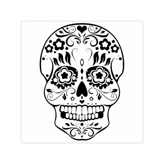 Feliz Muertos Festive Sugar Skull Self-Ink Briefma Permastempel (Design)