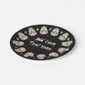 Feliz Muertos - festliche Zuckerschädel Pappteller (Schrägansicht)