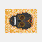 Feliz Muertos - festliches Zuckerschädel-Muster Fleecedecke (Vorderseite (Horizontal))