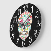 Feliz Muertos - glückliche Zuckerschädel-Wanduhr Große Wanduhr (Winkel)