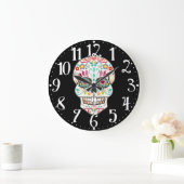 Feliz Muertos - glückliche Zuckerschädel-Wanduhr Große Wanduhr (Zuhause)