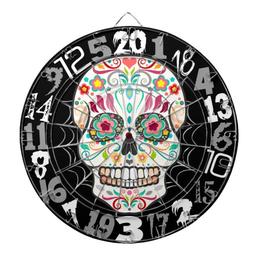 Feliz Muertos - glücklicher ZuckerschädelDartboard Dartscheibe (vorne)
