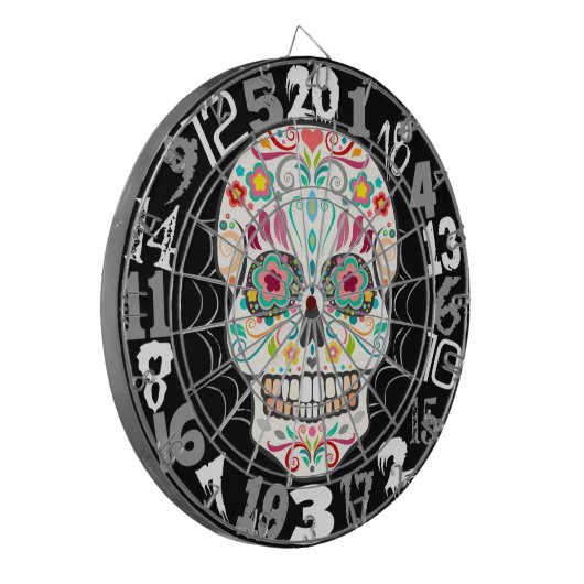 Feliz Muertos - glücklicher ZuckerschädelDartboard Dartscheibe (Vorderseite Links)