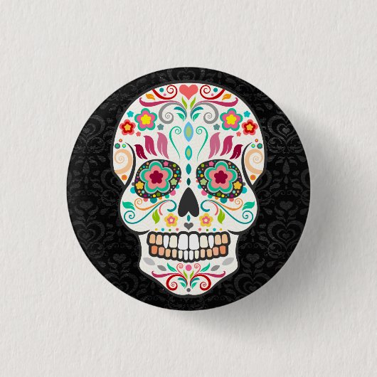 Feliz Muertos - Happy Sugar Skull Button Button (Vorderseite)