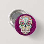 Feliz Muertos - Happy Sugar Skull Button Button (Vorne & Hinten)