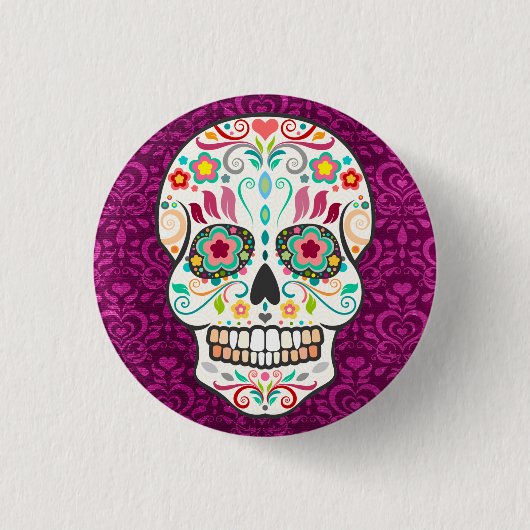 Feliz Muertos - Happy Sugar Skull Button Button (Vorderseite)