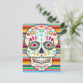 Feliz Muertos - Happy Sugar Skull Postcard Postkarte (Stehend Vorderseite)