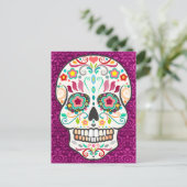 Feliz Muertos - Happy Sugar Skull Postcard Postkarte (Stehend Vorderseite)