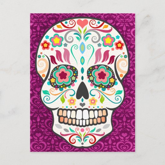 Feliz Muertos - Happy Sugar Skull Postcard Postkarte (Vorderseite)