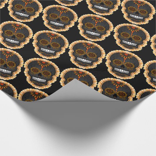 Feliz Muertos - Happy Sugar Skulls Wrapping Paper Geschenkpapier (Ecke)
