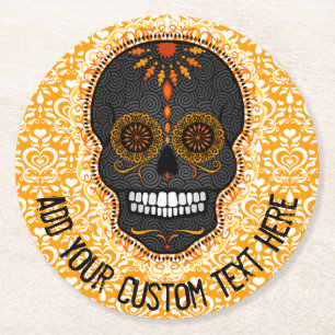 Feliz Muertos - kundenspezifische Runder Pappuntersetzer