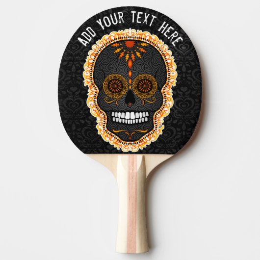 Feliz Muertos - kundenspezifischer Zuckerschädel Tischtennis Schläger (Vorderseite)