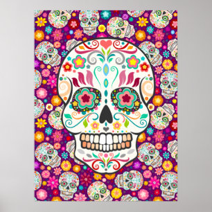 Feliz Muertos - Lila Zuckerkulturen Poster