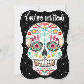 Feliz Muertos Skulls über Schwarze Einladungen (Rückseite)