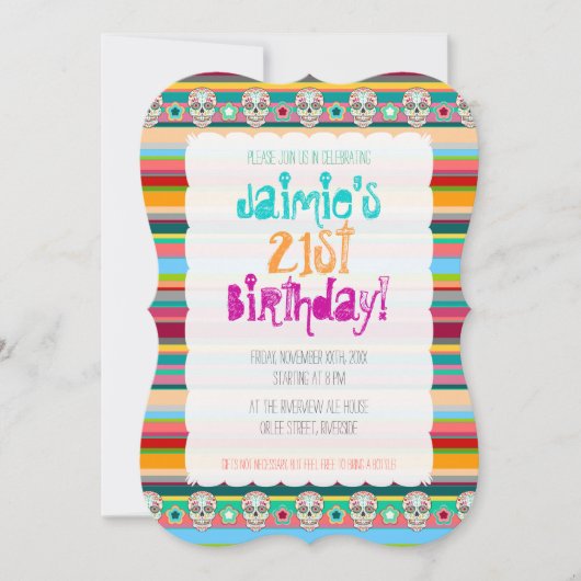 Feliz Muertos Zuckerschädel auf festlichen Einladung (Vorderseite)