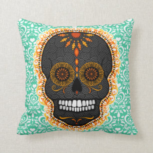 Feliz Muertos - Zuckerschädel auf Kissen