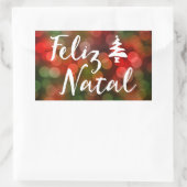 Feliz Natal bokeh Baumlichter Rechteckiger Aufkleber (Tasche)
