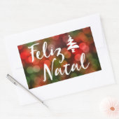 Feliz Natal bokeh Baumlichter Rechteckiger Aufkleber (Umschlag)