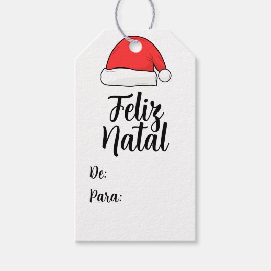 Feliz Natal com a touca do Papai Weihnachten Gift Geschenkanhänger (Vorderseite)