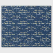 Feliz Natal e Prospero Ano Novo Name Blue Navy Geschenkpapier (Flach)