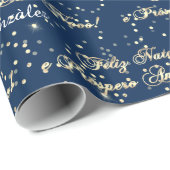 Feliz Natal e Prospero Ano Novo Name Blue Navy Geschenkpapier (Rolleneckpunkt)