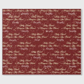 Feliz Natal e Prospero Ano Novo Name Burgundy Geschenkpapier (Flach)