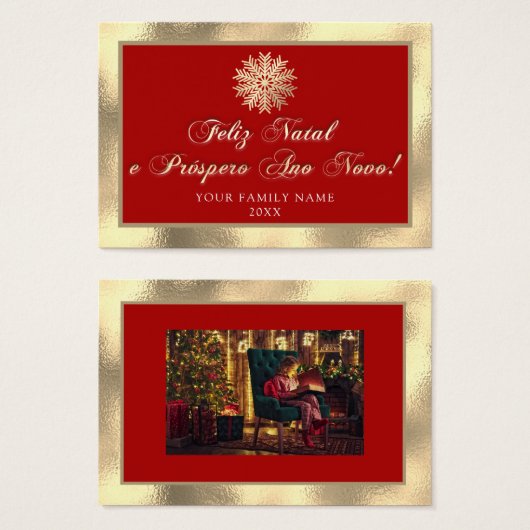 Feliz Natal e Próspero Ano Novo Royal Gold Red (Vorne & Hinten)