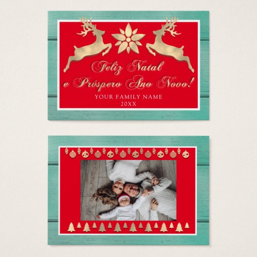 Feliz Natal e um Próspero Ano Novo Gold Red Rustic (Vorne & Hinten)