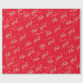 Feliz Natal Golden Script Individuelle Name Bright Geschenkpapier (Flach)