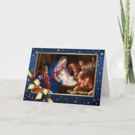 Feliz Natal. Krippenkarte in Portugiesisch Feiertagskarte