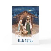Feliz Natal. Krippenkarte in Portugiesisch