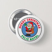 Feliz Natal Merry Christmas Santa Button (Vorne & Hinten)