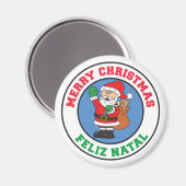 Feliz Natal Merry Christmas Santa Magnet (Vorderseite/Rückseite)