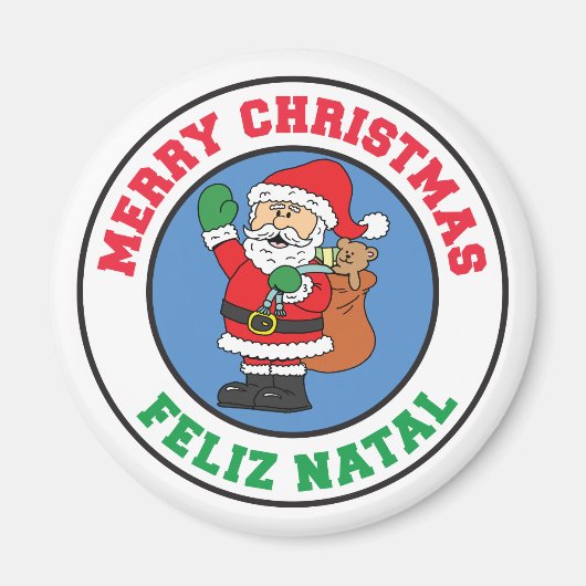Feliz Natal Merry Christmas Santa Magnet (Vorne)