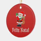 Feliz Natal Portugiesischer Weihnachtsmann (RED) Keramik Ornament (Links)