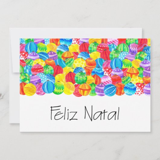 Feliz Natal Weihnachten, Aquarellfarben Einladung (Vorderseite)