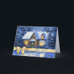 Feliz Natal. Weihnachtskarte auf Portugiesisch Feiertagskarte<br><div class="desc">Feliz Natal. Snowy Village Scene / Silent Night Painting mit Gold Foil Schmuck personalisierbare Weihnachtsgrüße Karte in Portugiesisch. Matching Karten,  Favoriten und Geschenke Produkte in der Weihnachts- und Neujahrskategorie unseres Stores.</div>