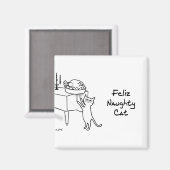 Feliz Naughty Cat - Funny Cat Christmas Magnet (Vorderseite/Rückseite)