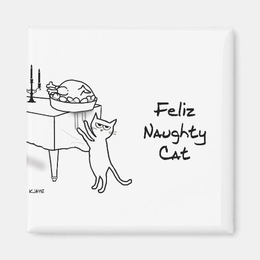 Feliz Naughty Cat - Funny Cat Christmas Magnet (Vorne)