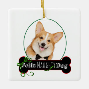 Feliz Naughty Corgi Keramikornament
