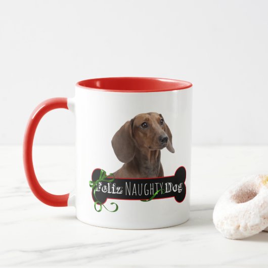 Feliz Naughty Dackel Tasse (Mit Donut)