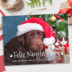 Feliz Naughty Dog Funny Personalisiert Pet Foto Ho Postkarte