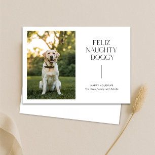 Feliz Naughty Dogggy Foto Weihnachtskarte Pet Feiertagskarte