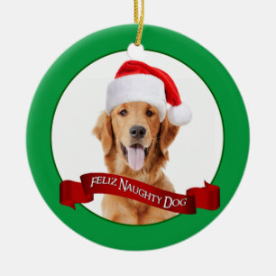 Feliz Naughty Golden Retriever Keramik Ornament