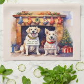 Feliz Naughty Hunde! Christmas Geschirrtuch (Gefaltet)