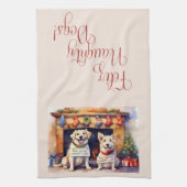 Feliz Naughty Hunde! Christmas Geschirrtuch (Vertikal)