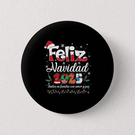 Feliz Navidad 2025 Matching Family Spanish Christm Button (Vorderseite)