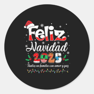 Feliz Navidad 2025 Matching Family Spanish Christm Runder Aufkleber