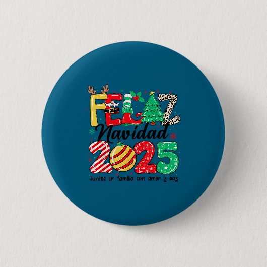 Feliz Navidad 2025 Spanish Christmas Mexican Famil Button (Vorderseite)